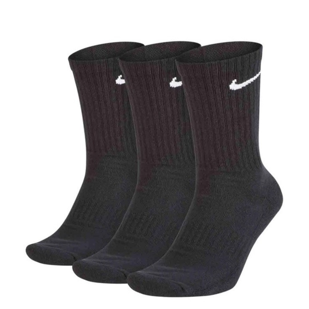 Nike Everyday Unisex Dri-FIT 3 Pairs Cotton Cushioned Crew Socks size: M. Black